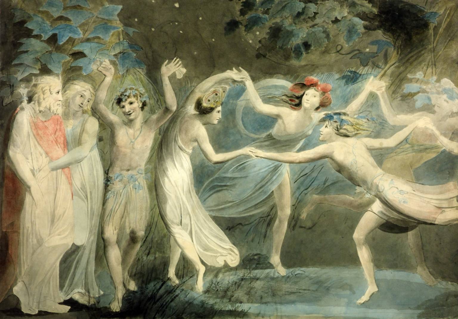 Oberon, Titania and Puck with Fairies Dancing circa 1786 William Blake