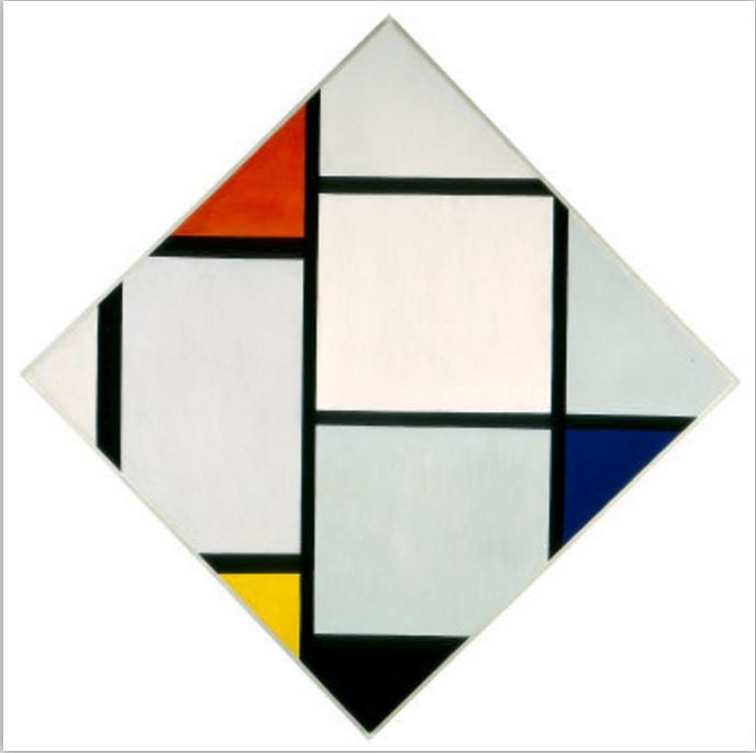 Tableau No. IV; Lozenge Composition with Red, Gray, Blue, Yellow, and Black (Piet Mondrian, 1924-1925)