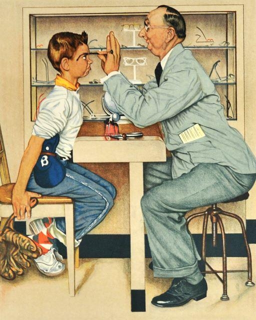 At The Optometrist (Norman Rockwell, 1956)