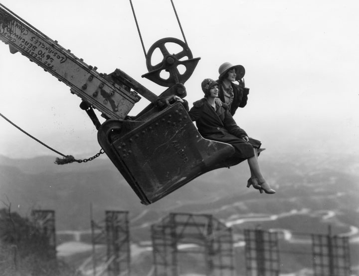 Steam Shovel in front of Hollywoodland Sign (C. 1925)