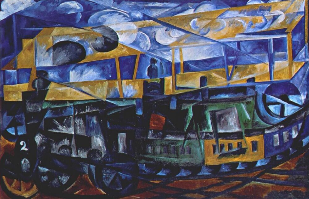 Airplane Over Train (Natalia Goncharova, 1913)